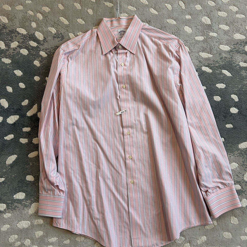 Brooks Brothers Pink and Blue Striped Dress Shirt